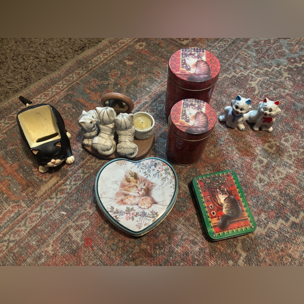 Cat-Themed Decorative Tin Set plus extras